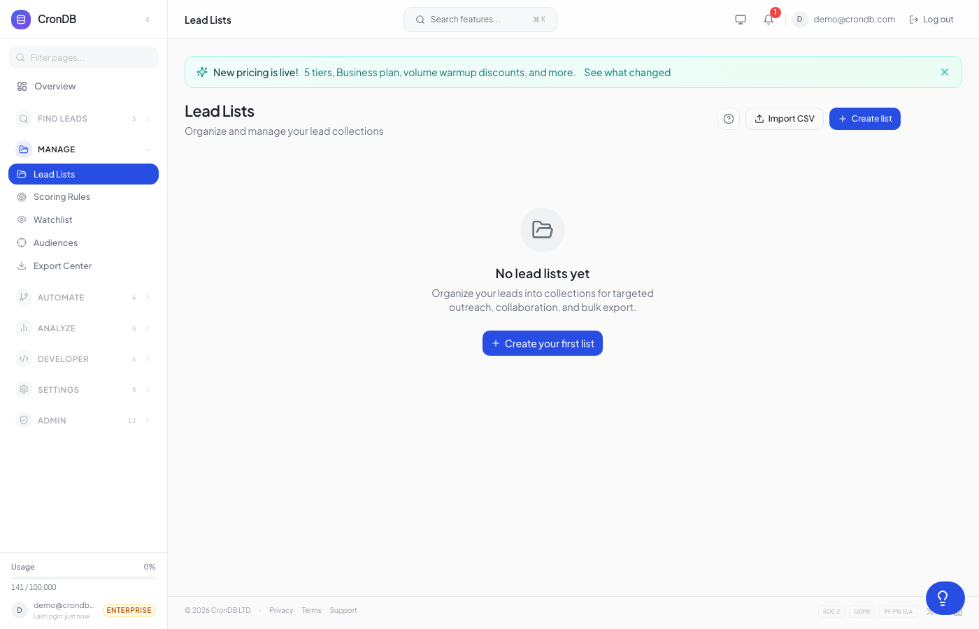 Lead lists