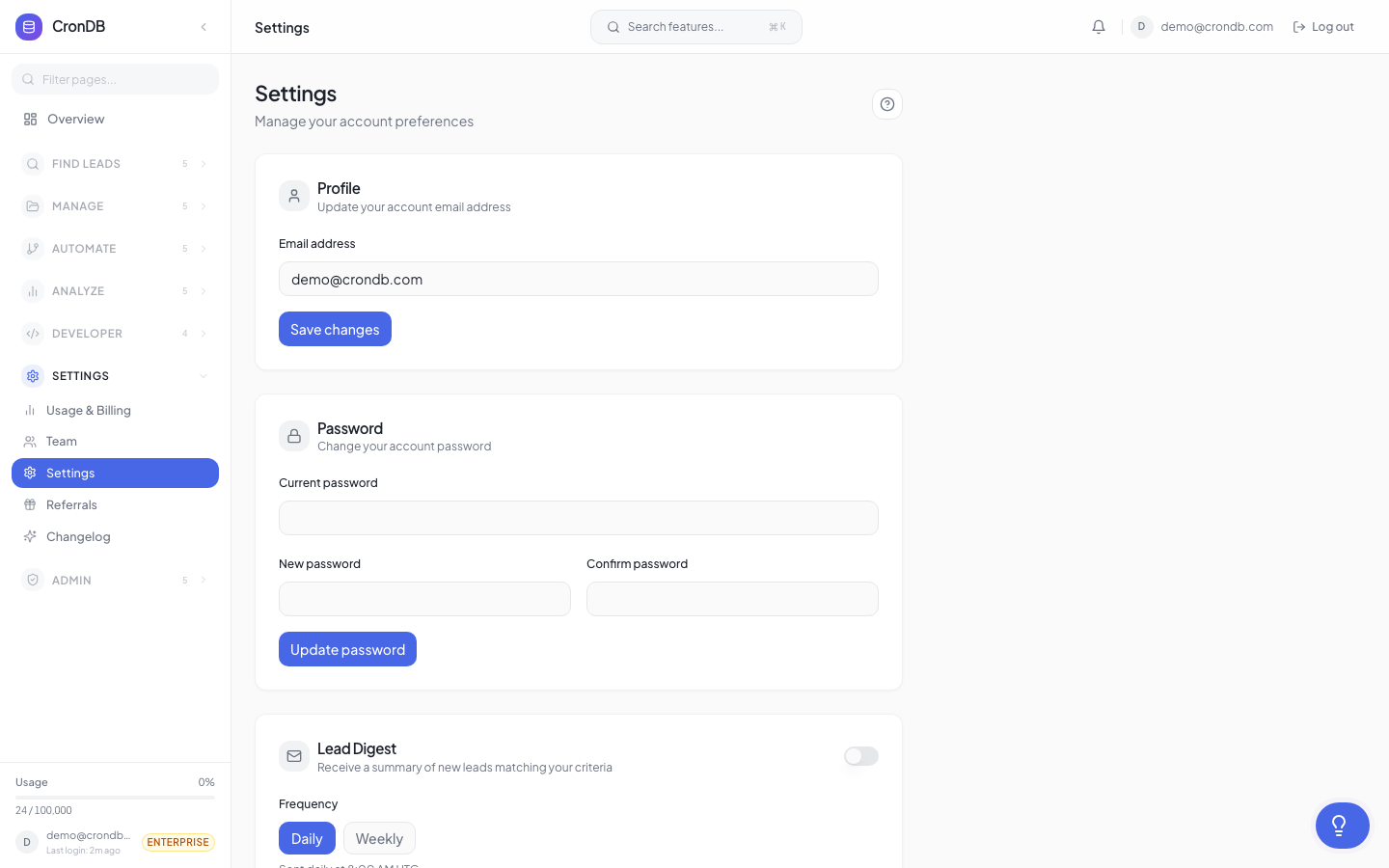 Account signup